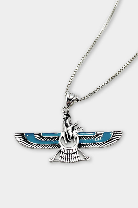 FARAVAHAR 925 SILVER TURQUOISE NECKLACE - Limited Edition